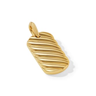 David Yurman Sculpted Cable Tag in 18ct Yellow Gold, 27mm