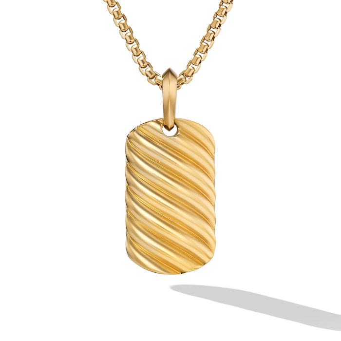 David Yurman Sculpted Cable Tag in 18ct Yellow Gold, 27mm