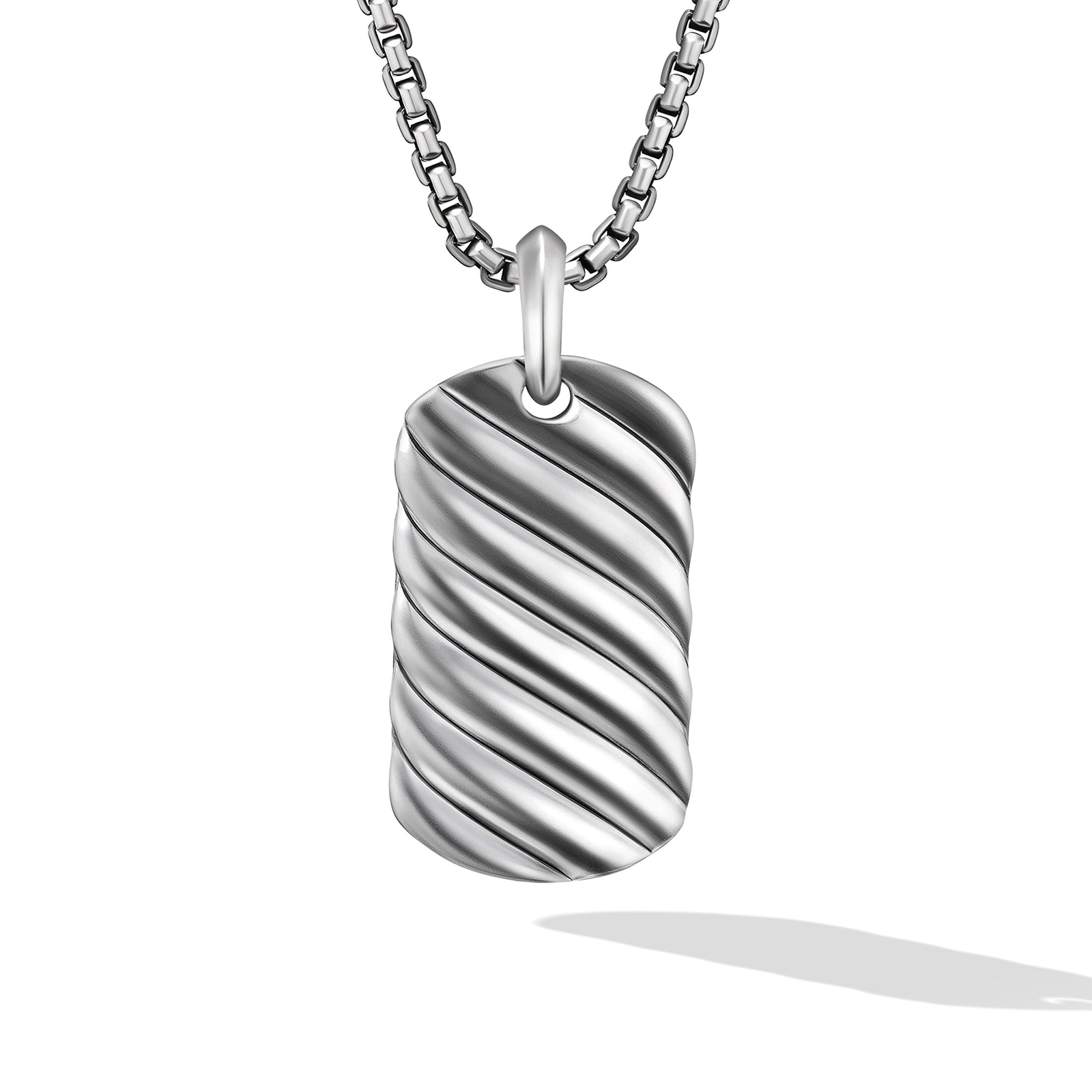 David Yurman Sculpted Cable Tag in Sterling Silver, 35mm