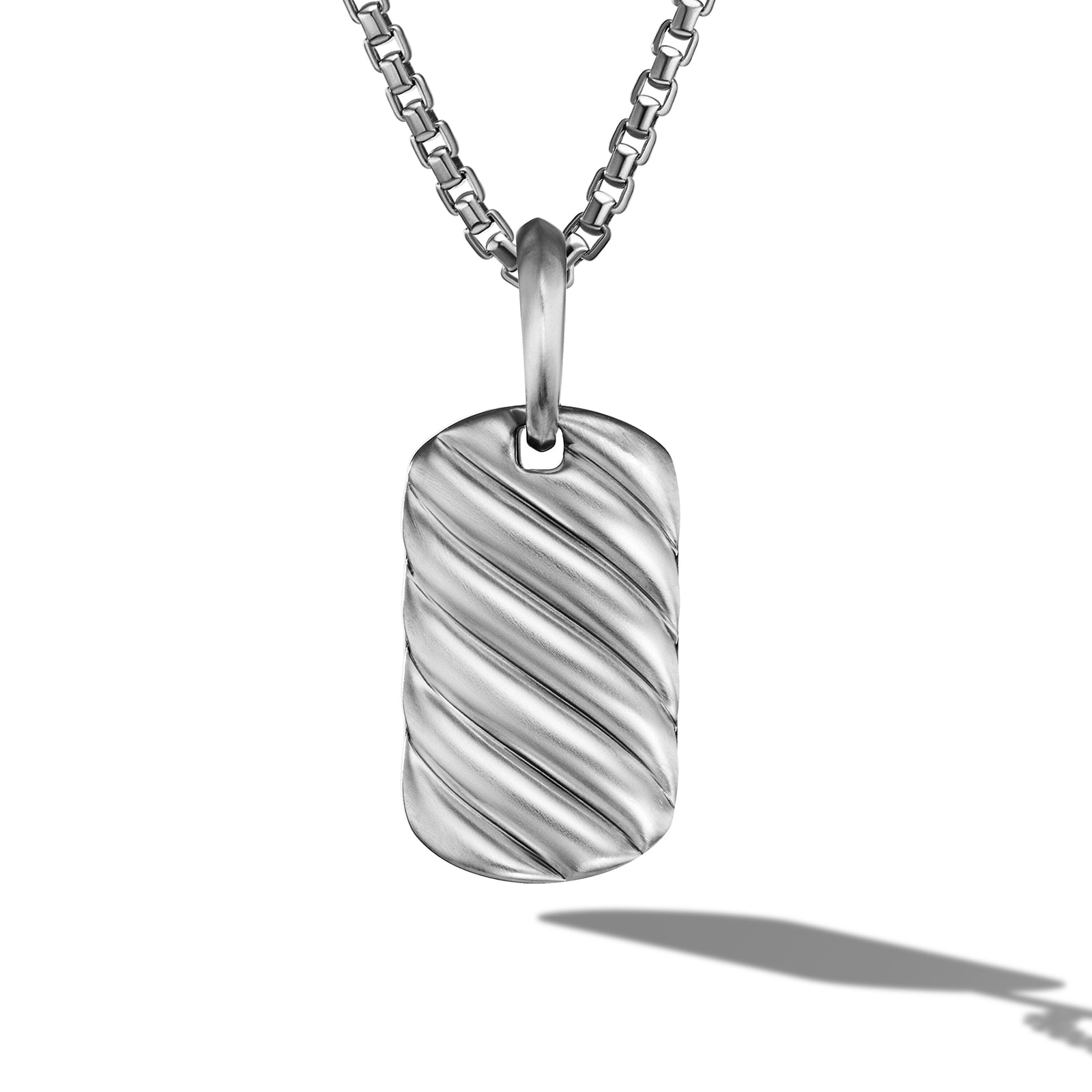 David Yurman Sculpted Cable Tag in Sterling Silver, 21mm