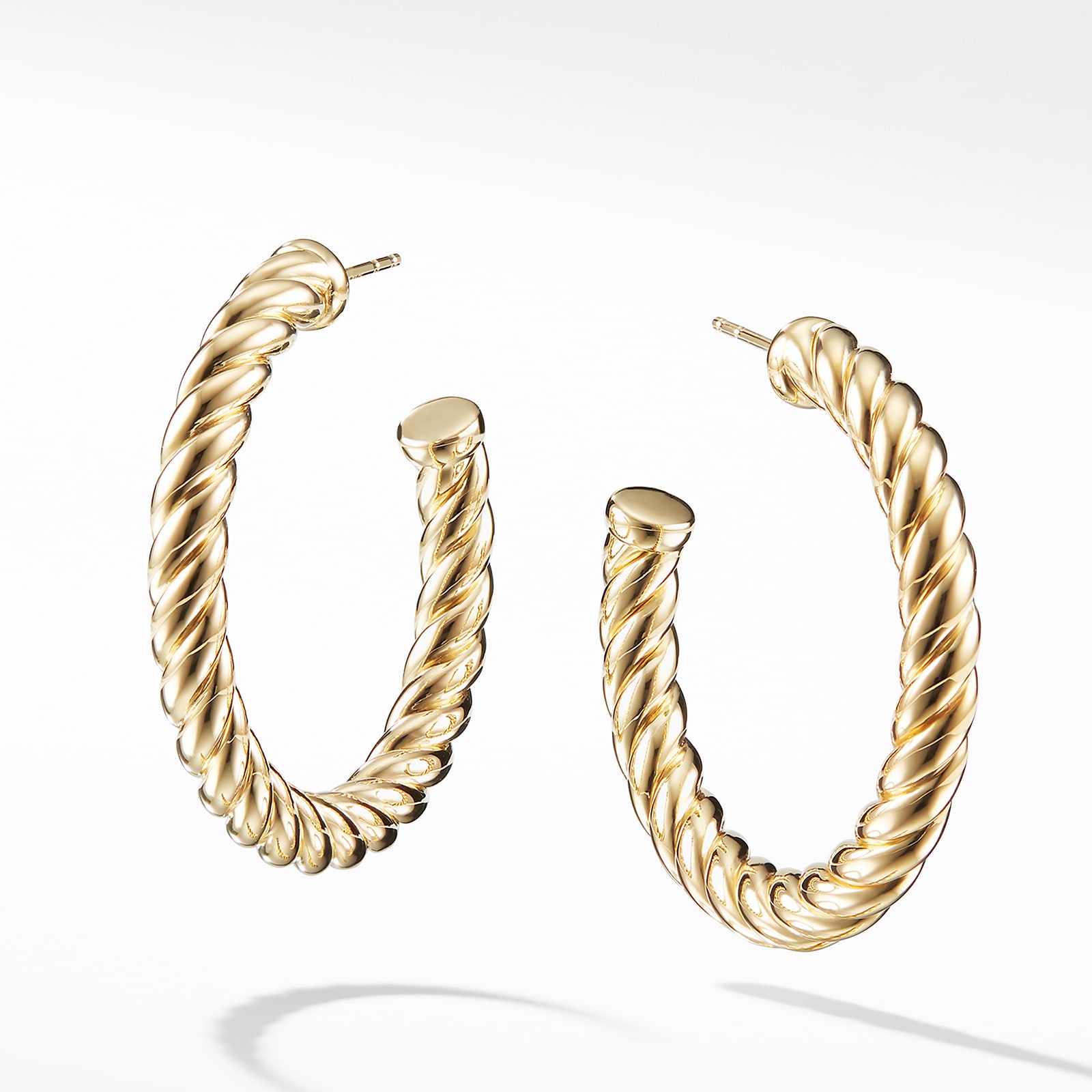 David Yurman Sculpted Cable Hoop Earrings in 18ct Yellow Gold, 40mm