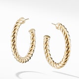 David Yurman Sculpted Cable Hoop Earrings in 18ct Yellow Gold, 40mm