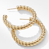 David Yurman Sculpted Cable Hoop Earrings in 18ct Yellow Gold, 40mm