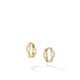 David Yurman Stax Chain Link Huggie Hoop Earrings in 18ct Yellow Gold with Diamonds, 12.5mm