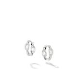 David Yurman Stax Chain Link Huggie Hoop Earrings in 18ct White Gold with Diamonds, 12.5mm