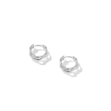 David Yurman Stax Chain Link Huggie Hoop Earrings in 18ct White Gold with Diamonds, 12.5mm