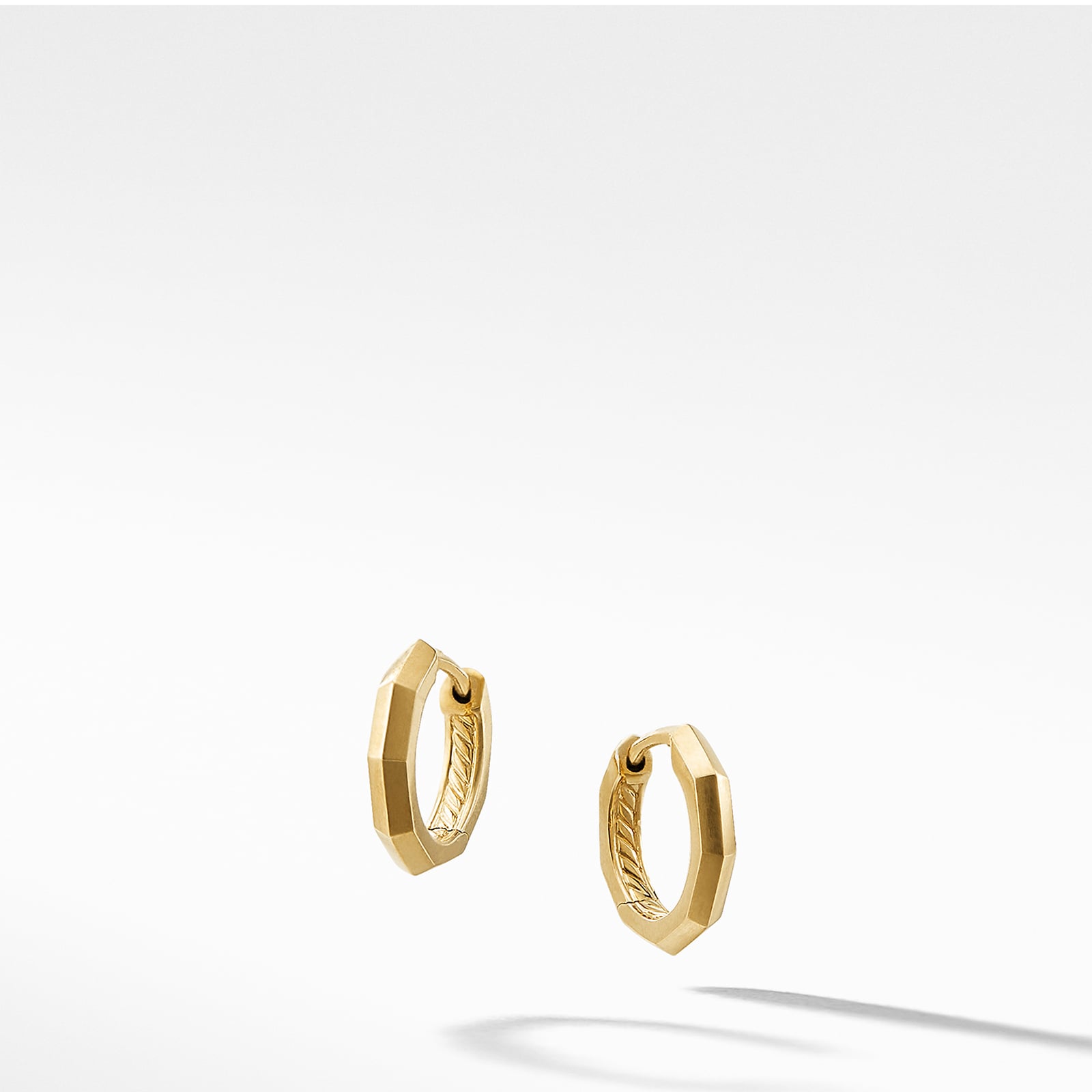 David Yurman Stax Faceted Huggie Hoop Earrings in 18ct Yellow Gold, 13.7mm