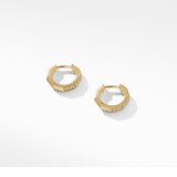 David Yurman Stax Faceted Huggie Hoop Earrings in 18ct Yellow Gold with Diamonds, 13.7mm