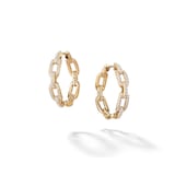 David Yurman Stax Chain Link Hoop Earrings in 18ct Yellow Gold with Diamonds, 23.8mm