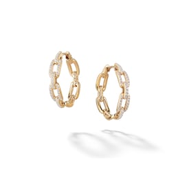 37900276 - Stax Chain Link Hoop Earrings in 18ct Yellow Gold with Diamonds, 23.8mm