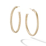 David Yurman Cablespira® Hoop Earrings in 18ct Yellow Gold, 1.5in