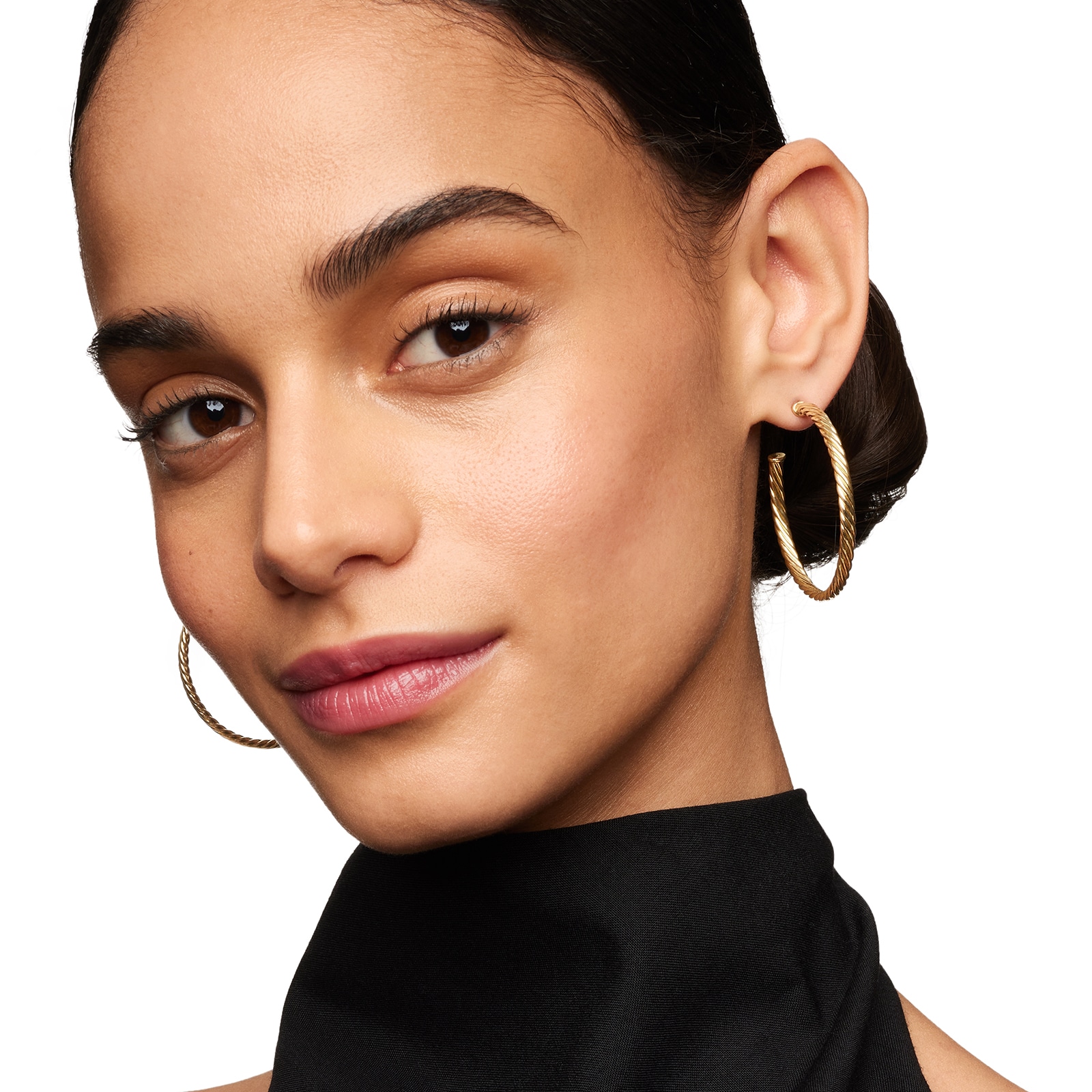 David Yurman Cablespira® Hoop Earrings in 18ct Yellow Gold, 1.5in