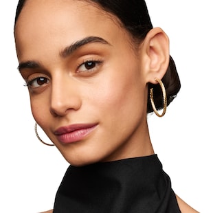 David Yurman Cablespira® Hoop Earrings in 18ct Yellow Gold, 1.5in