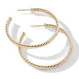 David Yurman Cablespira® Hoop Earrings in 18ct Yellow Gold, 1.5in