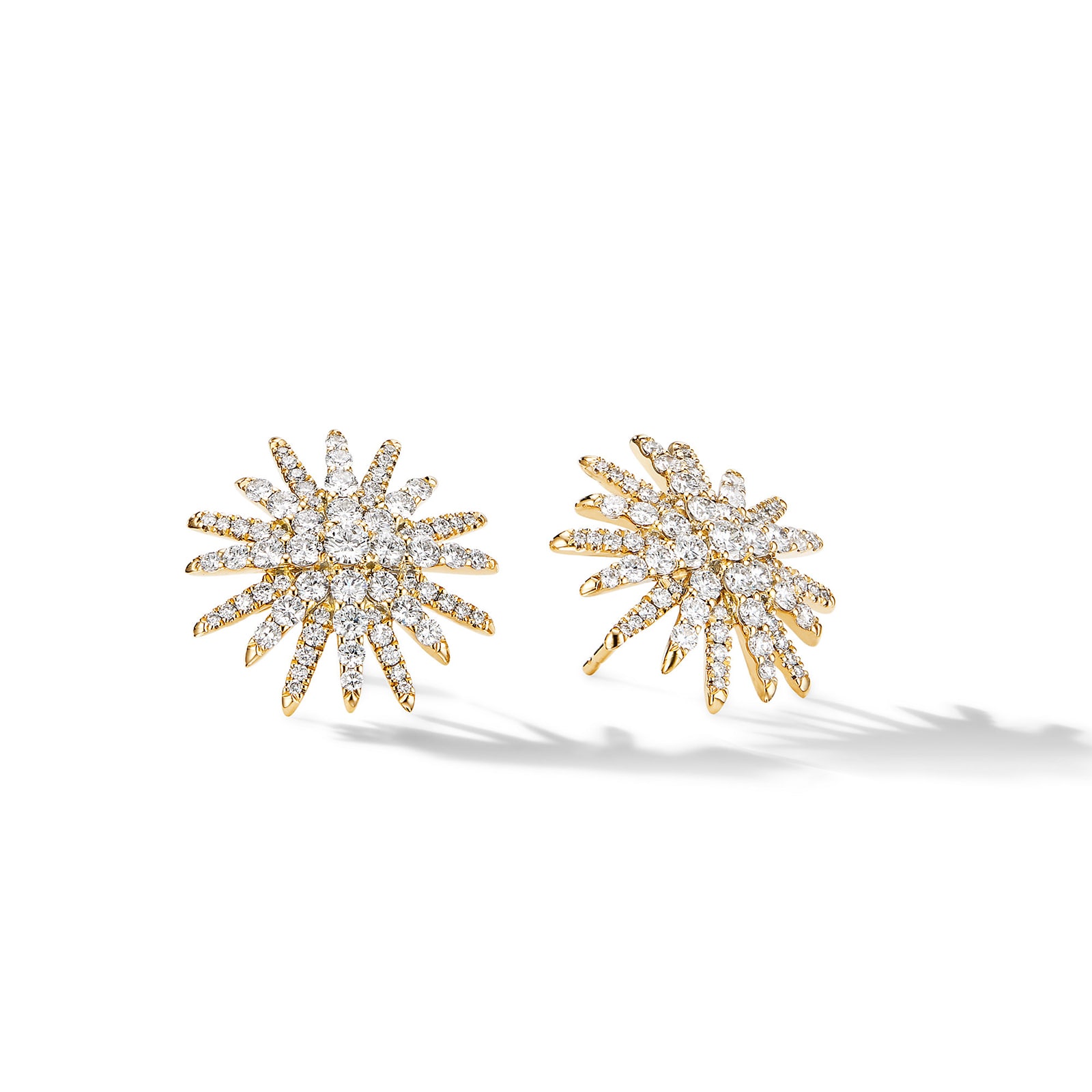 Starburst Stud Earrings in 18ct Yellow Gold with Diamonds, 19mm