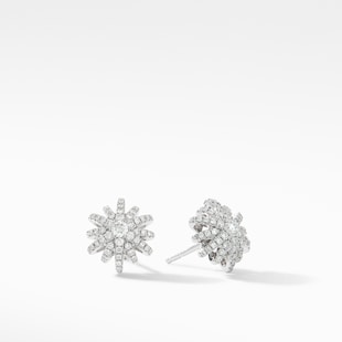 David Yurman Starburst Stud Earrings in 18ct White Gold with Diamonds, 11.7mm