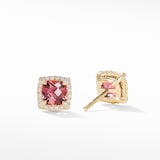 David Yurman Petite Chatelaine® Pavé Bezel Stud Earrings in 18ct Yellow Gold with Pink Tourmaline and Diamonds, 5mm