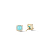 David Yurman Petite Chatelaine® Pavé Bezel Stud Earrings in 18ct Yellow Gold with Turquoise and Diamonds, 5mm