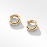 David Yurman Pavé Crossover Hoop Earrings in 18ct Yellow Gold with Diamonds, 12mm