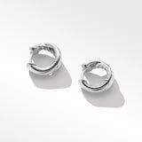 David Yurman Pavé Crossover Hoop Earrings in 18ct White Gold with Diamonds, 12mm