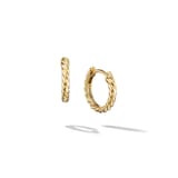 David Yurman Sculpted Cable Micro Huggie Hoop Earrings in 18ct Yellow Gold, 10.7mm