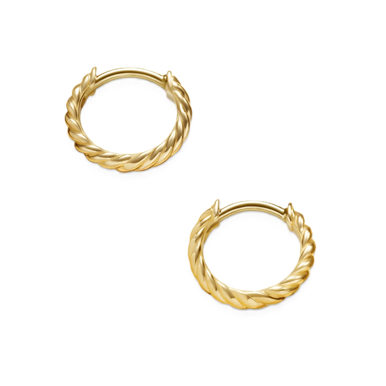 David Yurman Sculpted Cable Micro Huggie Hoop Earrings in 18ct Yellow Gold, 10.7mm David Yurman Sculpted Cable Micro Huggie Hoop Earrings in 18ct Yellow Gold, 10.7mm