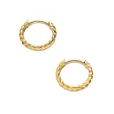 David Yurman Sculpted Cable Micro Huggie Hoop Earrings in 18ct Yellow Gold, 10.7mm