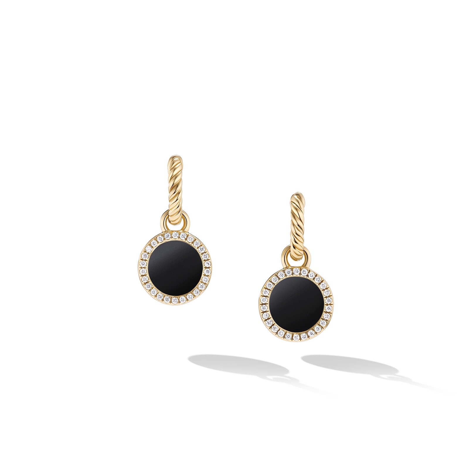 David Yurman Petite DY Elements® Drop Earrings in 18ct Yellow Gold with Black Onyx and Diamonds, 22.6mm David Yurman Petite DY Elements® Drop Earrings in 18ct Yellow Gold with Black Onyx and Diamonds, 22.6mm
