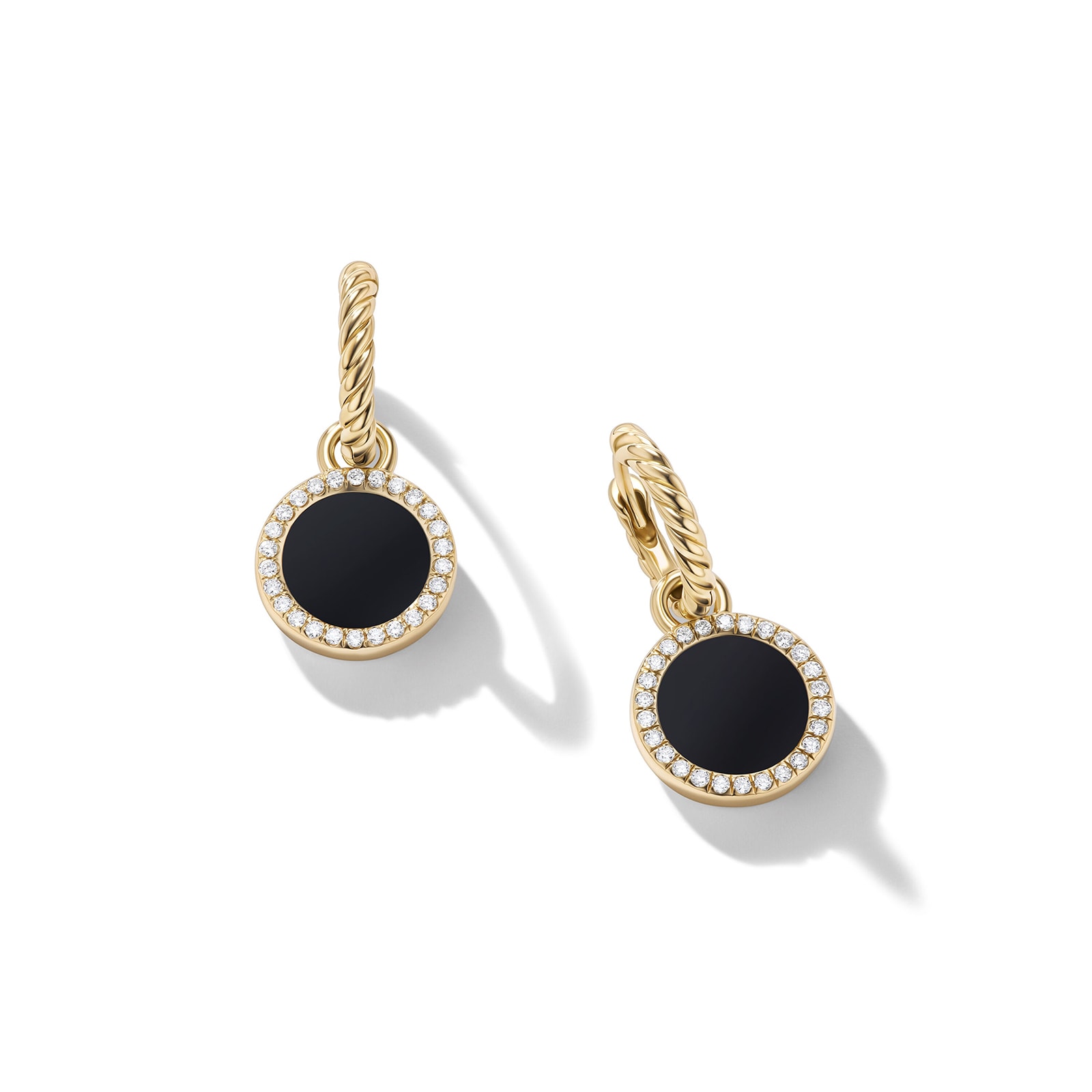 David Yurman Petite DY Elements® Drop Earrings in 18ct Yellow Gold with Black Onyx and Diamonds, 22.6mm David Yurman Petite DY Elements® Drop Earrings in 18ct Yellow Gold with Black Onyx and Diamonds, 22.6mm