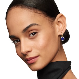 David Yurman Petite DY Elements® Drop Earrings in 18ct Yellow Gold with Lapis and Diamonds, 22.6mm