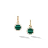 David Yurman Petite DY Elements® Drop Earrings in 18ct Yellow Gold with Malachite and Diamonds, 22.6mm