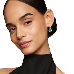 David Yurman Petite DY Elements® Drop Earrings in 18ct Yellow Gold with Malachite and Diamonds, 22.6mm