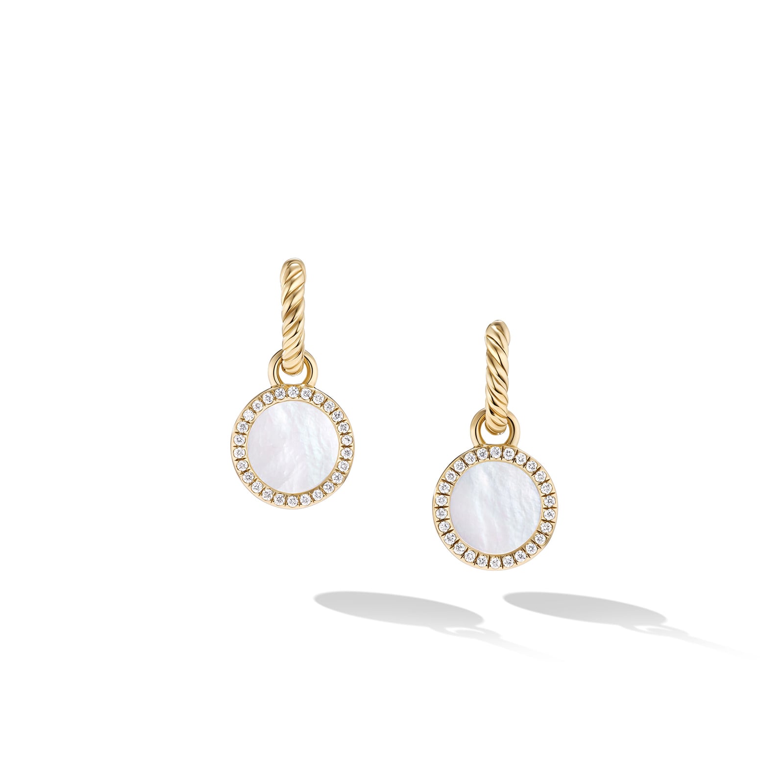 David Yurman Petite DY Elements® Drop Earrings in 18ct Yellow Gold with Mother of Pearl and Diamonds, 22.6mm David Yurman Petite DY Elements® Drop Earrings in 18ct Yellow Gold with Mother of Pearl and Diamonds, 22.6mm