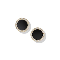 37900294 - Petite DY Elements® Stud Earrings in 18ct Yellow Gold with Black Onyx and Diamonds, 11mm