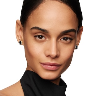 David Yurman Petite DY Elements® Stud Earrings in 18ct Yellow Gold with Black Onyx and Diamonds, 11mm