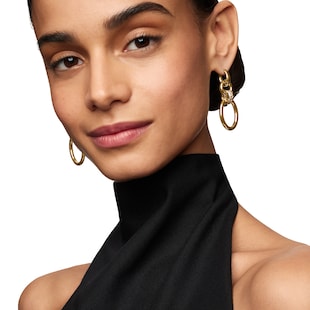 David Yurman DY Mercer™ Circular Drop Earrings in 18ct Yellow Gold with Diamonds, 50mm