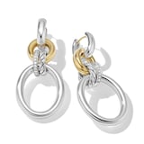 David Yurman DY Mercer™ Circular Drop Earrings in Sterling Silver with 18ct Yellow Gold and Diamonds, 50mm