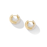 David Yurman DY Mercer™ Micro Hoop Earrings in 18ct Yellow Gold with Diamonds, 13.5mm