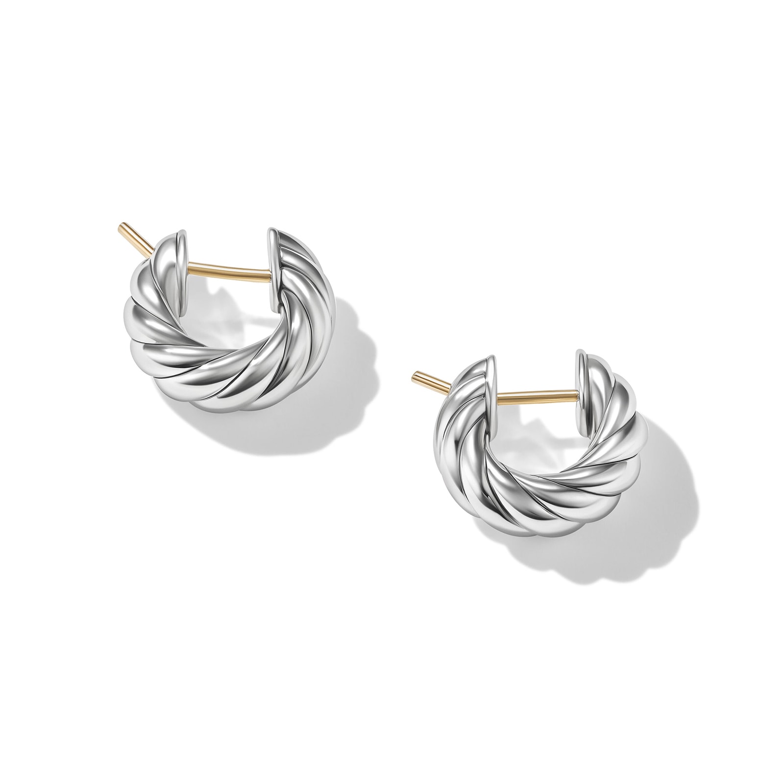 David Yurman Sculpted Cable Hoop Earrings in Sterling Silver, 14.4mm