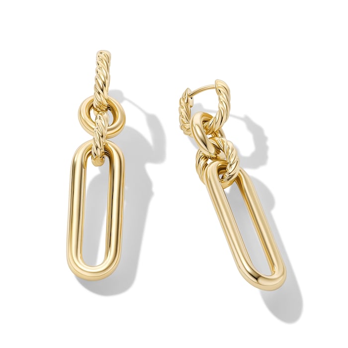 David Yurman Lexington Double Link Drop Earrings in 18ct Yellow Gold, 53.5mm