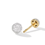 David Yurman Petite Pavé Stud Earrings in 18ct Yellow Gold with Diamonds, 4.5mm