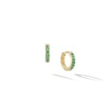 David Yurman Petite Pavé Huggie Hoop Earrings in 18ct Yellow Gold with Emeralds, 12mm