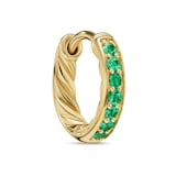 David Yurman Petite Pavé Huggie Hoop Earrings in 18ct Yellow Gold with Emeralds, 12mm