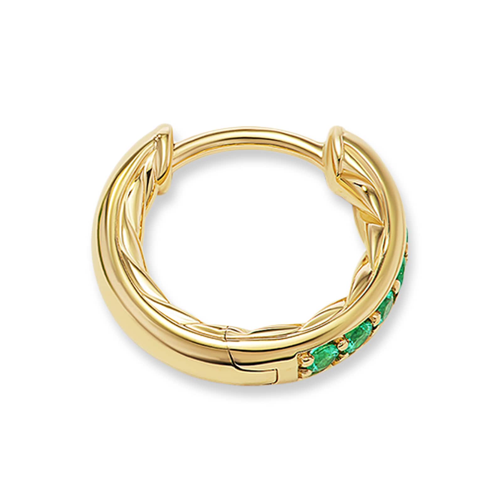 David Yurman Petite Pavé Huggie Hoop Earrings in 18ct Yellow Gold with Emeralds, 12mm David Yurman Petite Pavé Huggie Hoop Earrings in 18ct Yellow Gold with Emeralds, 12mm