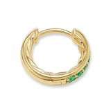 David Yurman Petite Pavé Huggie Hoop Earrings in 18ct Yellow Gold with Emeralds, 12mm
