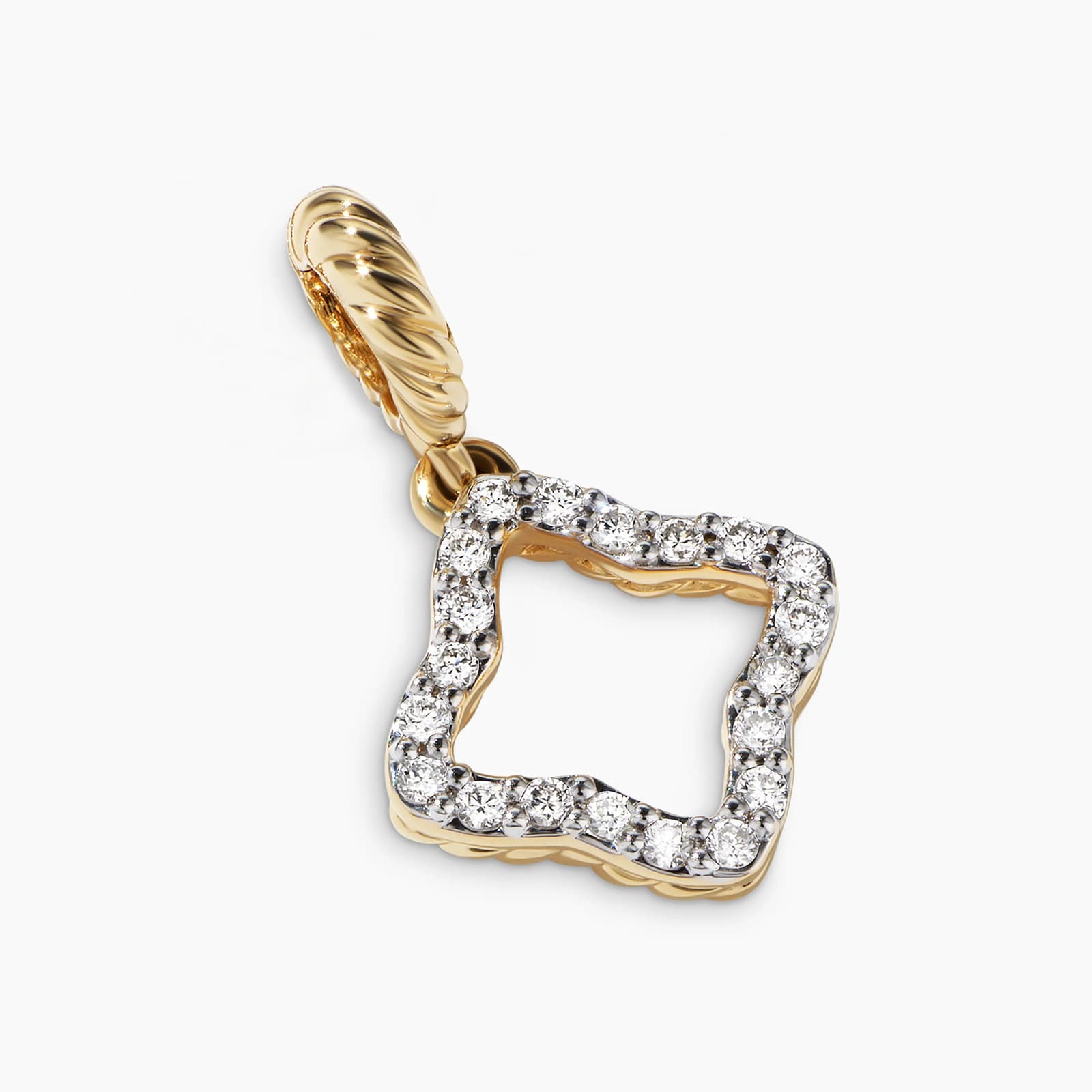 David Yurman Quatrefoil Amulet in 18ct Yellow Gold with Diamonds, 19.7mm