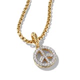 David Yurman Peace Sign Amulet in 18ct Yellow Gold with Diamonds, 19mm
