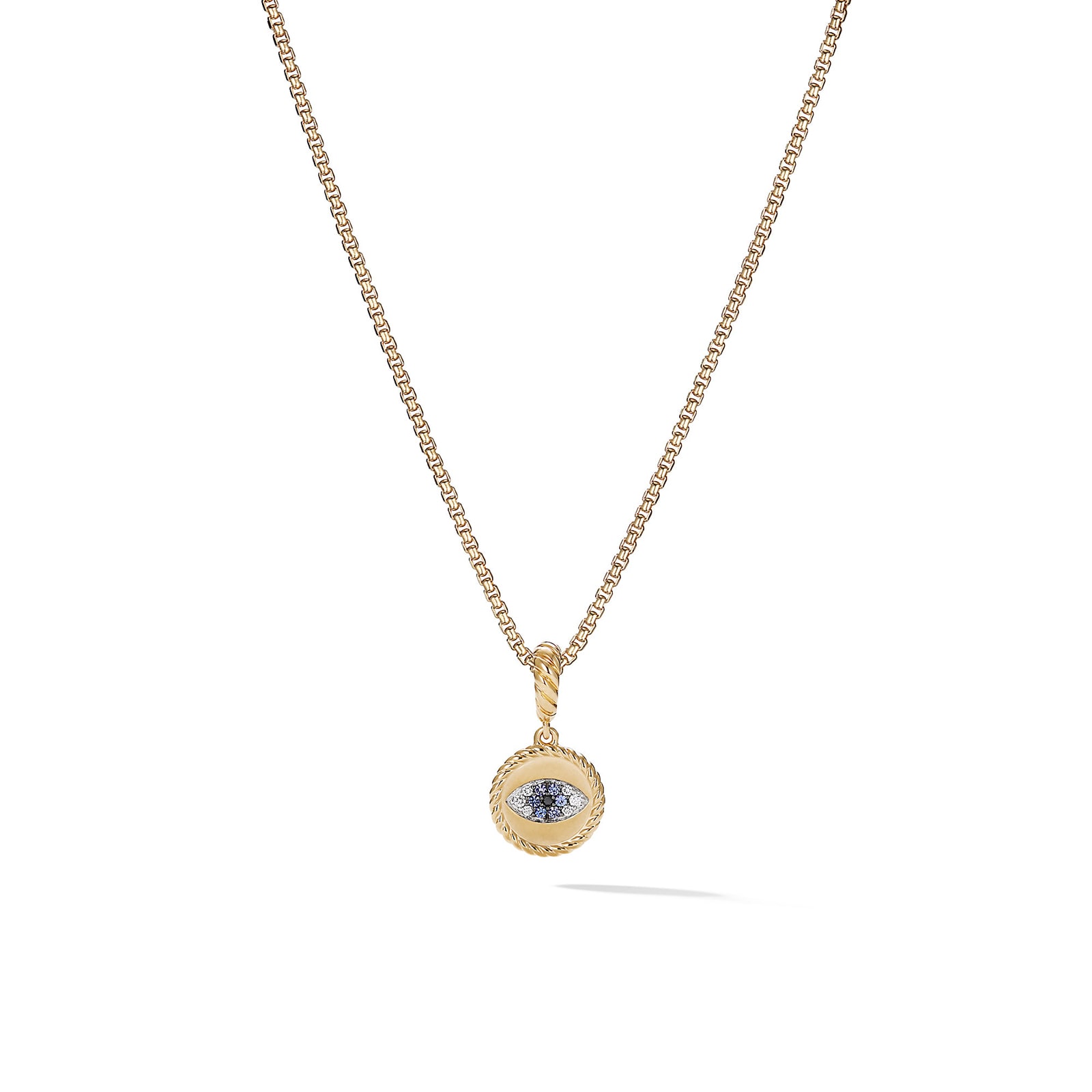 David Yurman Evil Eye Amulet in 18ct Yellow Gold with Pavé Blue Sapphires and Diamonds, 18.8mm David Yurman Evil Eye Amulet in 18ct Yellow Gold with Pavé Blue Sapphires and Diamonds, 18.8mm
