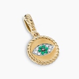 David Yurman Evil Eye Amulet in 18ct Yellow Gold with Pavé Emeralds and Diamonds, 18.8mm