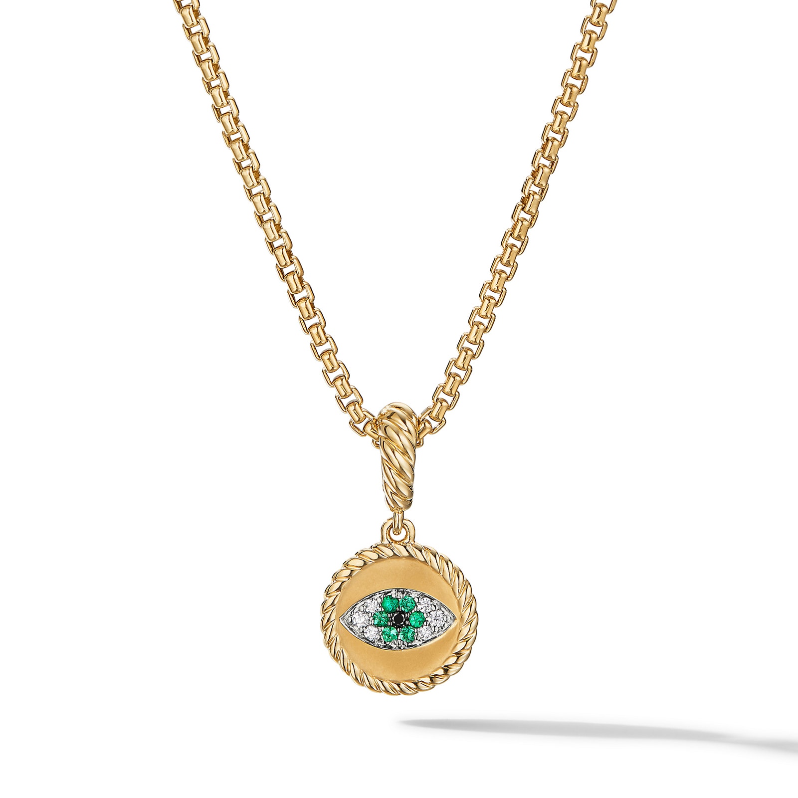 David Yurman Evil Eye Amulet in 18ct Yellow Gold with Pavé Emeralds and Diamonds, 18.8mm David Yurman Evil Eye Amulet in 18ct Yellow Gold with Pavé Emeralds and Diamonds, 18.8mm